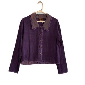 Kindred Spirits Unique Purple Frayed Peter Pan Collar Women's Jacket Size M
